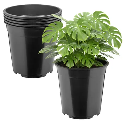 Image de Garronda, pot rond et haut en plastique avec trous de drainage, pot de culture GD-KW-RH