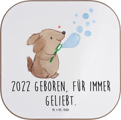 Produktbild von Mr. & Mrs. Panda Untersetzer für Gläser 2022 Geburtstag Lieblingskind - Weiß - Geschenk, Glückwunsch, besondere Geburtstagsgeschenke, Happy Birthday, Tassenuntersetzer
