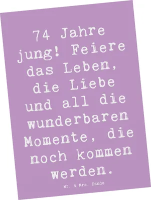 Produktbild von Mr. & Mrs. Panda Postkarte Spruch 74. Geburtstag Freude - Lavendeltraum - Geschenk, Ansichtskarten, Happy Birthday, Feiern, Postkarten, Alter, einzelkarte, Ansichtskarte