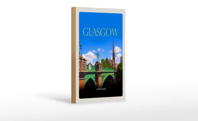 Produktbild von Holzschild Reise 12x18 cm Glasgow Scotland Hafenstadt Dekoration
