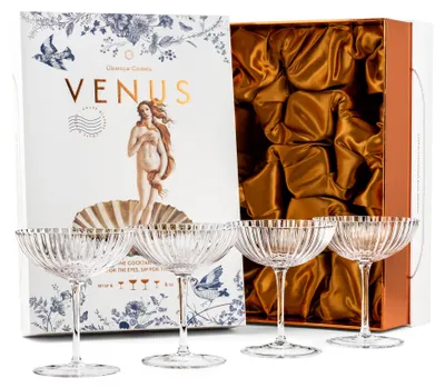 Muschel-Coupegläser, 4er-Set, 240 ml, Kristall, gerippelt, elegant