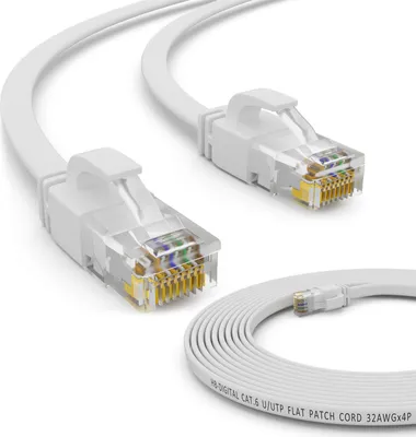 Produktbild von hb-digital 0.25m Patch Kabel CAT 6 Flachkabel bis zu 1000Mbit/s, U/UTP, PVC Mantel flach weiß