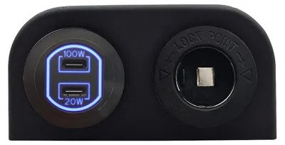 Produktbild von ProRide 12-24V USB-C Autoladegerät 2 Anschlüsse Aufbaupaneel 100W+20W Blau