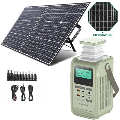 Zdjęcie produktu dla Stacja zasilająca Powerbank SWAREY S200 DC z panelem słonecznym 100W, akumulator LiFePO4 do wielu urządzeń 192Wh, generator słoneczny 140W ładowarką
