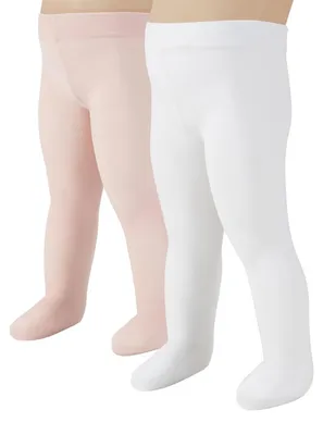 Imagen del producto de CALZITALY: 2 pares de medias para bebé de microfibra | Blancas, rosas | 3-24 meses | 40