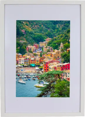 Produktbild von BD ART Rahmen für Poster, Foto 30x40 mit Passepartout 21x30 cm, weiß, groß mit Plexiglas, MDF-Holz, moderner Fotorahmen zum Aufhängen an der Wand