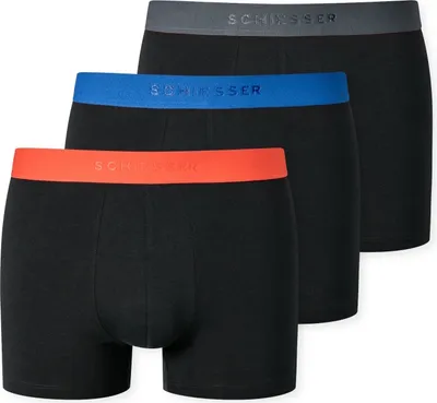Produktbild von SCHIESSER Herren Boxershorts 3er Pack - Serie "95/5", Unterhose, Logobund Orange/Blau/Grau XL