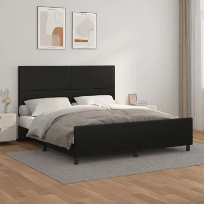 Obrázok produktu pre Maison Exclusive – posteľ s čelom, čierna, 160 × 200 cm, umelá koža