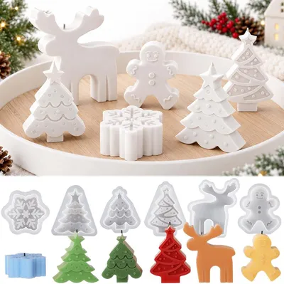 Productafbeelding van Kerst siliconen vormen gietvormen WISIRENT - Set van 6 - 3D siliconen mallen