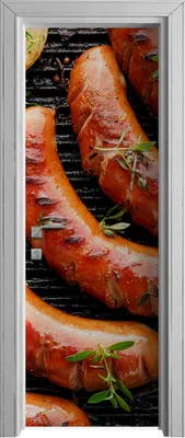 Produktbild von Tür Selbstklebende 70x210 cm Türfolie Türtapete Klebefolie - Grill Wurst bbq Kräuter