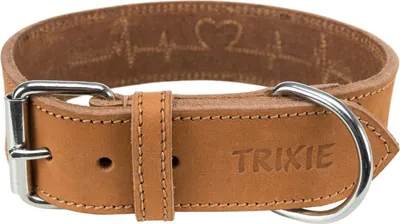 Produktbild von TRIXIE Rustic Fettleder-Halsband Heartbeat - braun - 38–47 cm/40 mm
