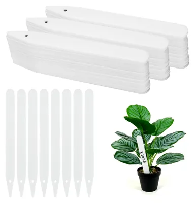 Produktbild von Pflanzenschilder zum Beschriften, 100 Stück, Pflanzenstecker, Pflanzenetiketten aus Kunststoff, wetterfest mit Löchern für den Außenbereich