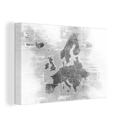 Zdjęcie produktu dla OneMillionCanvasses® - Obraz na płótnie - 150x100 cm, Eurocard - Gazeta - Czarno-biały, grafika ścienna, dekoracja ścienna