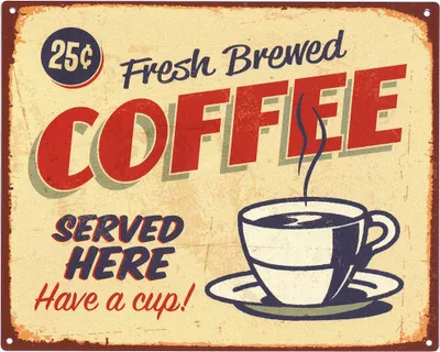 Produktbild von Moritz Deko Blechschild Fresh Brewed Coffee Served here Retro Geschenk-Idee aus Metall Vintage-Design zur Dekoration