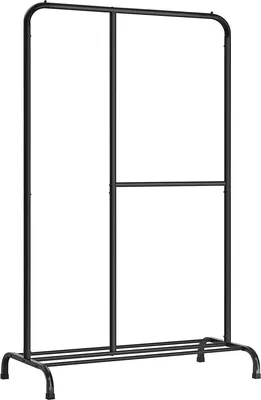 Immagine prodotto di SONGMICS Stendibiancheria, appendiabiti, capacità di carico 100 kg con barra regolabile, per camera da letto, soggiorno, corridoio, nero HSR103B01