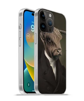 Produktbild von MuchoWow® Handyhülle Schutzhülle Hülle für Apple iPhone 14 Pro - Softcase Schottischer Highlander - Malerei - Tiere Silikon Softcase Handy Hülle - Umschlag