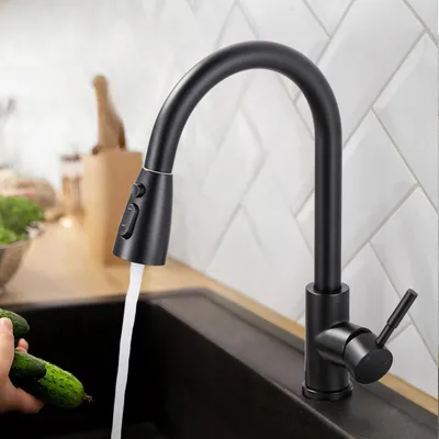 Obrázok produktu pre Kúpeľňová batéria, vysoký tlak, výsuvná, z nehrdzavejúcej ocele, s 360° otočnou hlavicou a 3 režimami