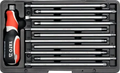 Zdjęcie produktu dla Zestaw śrubokrętów + końcówki 22w1 PH+PZ+płaskie+Torx+HEX 12-częściowy