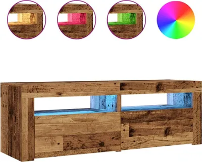 Obrázek produktu pro vidaXL TV skříňka s LED diodami vzhled rekultivovaného dřeva 120x35x40 cm materiál na bázi dřeva