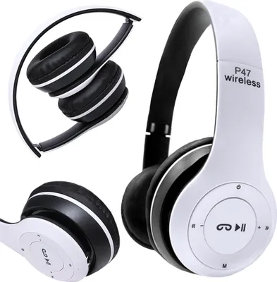 Obrázok produktu pre Verk 04110 Bluetooth slúchadlá P47, bezdrôtové slúchadlá s mikrofónom a MP3 prehrávačom biela
