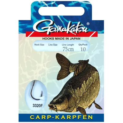 Produktbild von Gamakatsu Carp LS-3320 75cm - 10 gebundene Karpfenhaken, Hakengröße/Schnurdurchmesser:Gr. 4 / 0.28mm