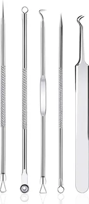 Produktbild von Mitesserentferner Set 5-teilig Akne Blackhead Remover Edelstahl Box