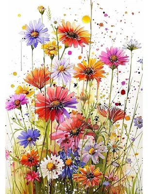 Image de Kit de peinture diamant "Fleurs sauvages", 5D, remplissage complet, 30x40 cm, pour adultes