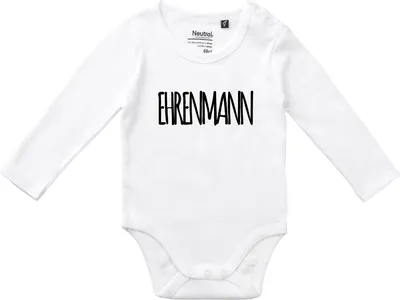 Produktbild von Huuraa Baby Body Ehrenmann Jugendwort 74 White  Baumwolle Fairtrade Langarmbody Geschenkidee