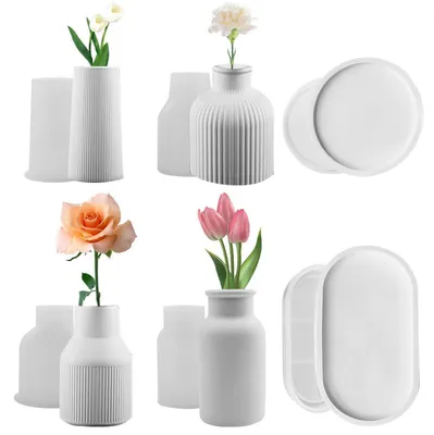 Produktbild von 6 Stück Silikonform Set für Harzvasen & Blumentöpfe | Epoxidharz Gießform DIY