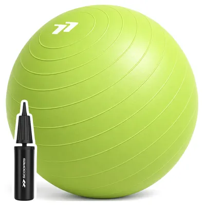 Produktbild von Gymnastikball 55cm mit Pumpe Pilates Ball Pilatesball Yogaball aus Gummi Trainingsball Bodycore  belastbar bis 150kg Grün