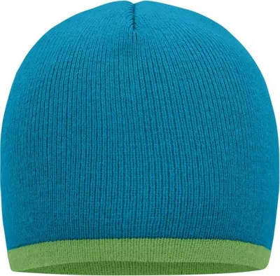Produktbild von Enganliegende Strickmütze ohne Umschlag turquoise/lime-green, Gr. one size