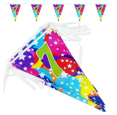 Produktbild von Goodymax® 7. Geburtstag Wimpelkette "Bubbles" 6,8 m lang