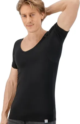 Produktbild von Anti-Schweiß Shirt - T-Shirt mit eingenähten Achselpads - Atmungsaktives MicroModal - Herren - Tiefer V-Ausschnitt - 75% mehr absorbierend - Schweißshirt