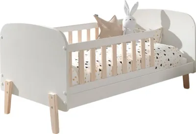 Produktbild von Babybett Karilynn 147x77x68 Gitterbett MDF+Massivholz Weiß