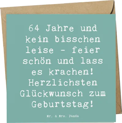 Produktbild von Mr. & Mrs. Panda Klappkarte Spruch 64. Geburtstag - Meeresbrise - Geschenk, Feier, Grußkarte, Glückwunschkarte, Geburtstagsparty, Geburtstagsspruch, doppelkarte, Alter
