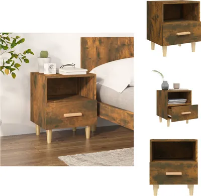 Imagen del producto de vidaXL Mesita de noche de madera ahumada, 40x35x47 cm - Mesitas de noche