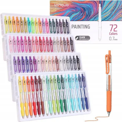 Produktbild von Languo Acrylmarker Set, 72 Farben, 0,7mm Spitze, Gelstifte für Stein, Holz, Glas, Keramik, Papier & Stoff, mit Clip, ideal für DIY, Malen & Basteln