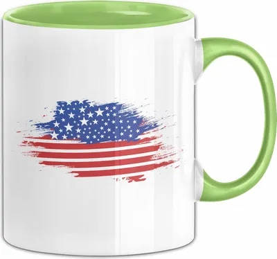 Produktbild von USA Flagge Tasse Geschenk Amerika Geschenkidee Auslandjahr Kaffee-Tasse Kaffee-Becher (Grün)