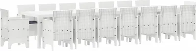Image de Ensemble de table et chaises d'extérieur vidaXL, 17 pièces, blanc, en polypropylène