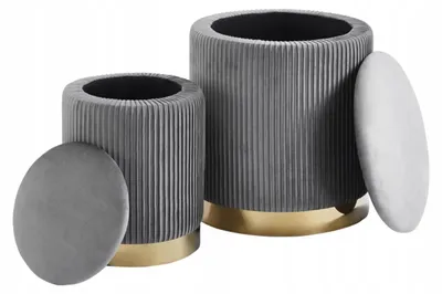Produktbild von ISMET-Hocker-Set mit Stauraum – grau/gold