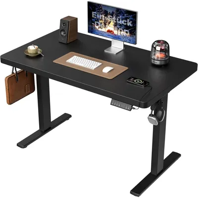 Immagine prodotto di Scrivania regolabile in altezza, dimensioni 120x60 cm, con 2 motori, piano di lavoro da 28 mm, 3 memorie e finitura nera