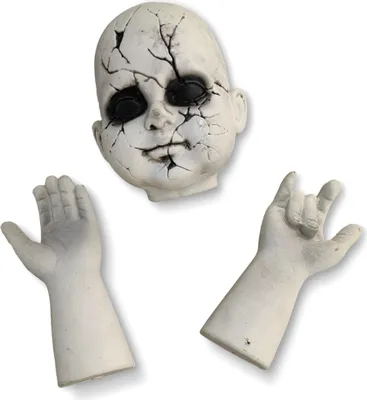 Produktbild von Weiße Puppenteile Kopf und Hände Deko 14 cm -