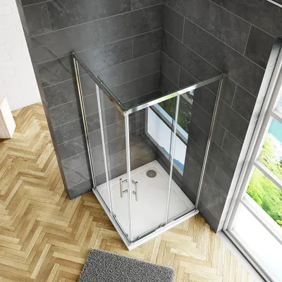 Produktbild von AICA 90x90x185cm 6mm ESG NANO Schiebetür Eckeinstieg eckdusche Pendeltür Duschkabine Duschabtrennung Dusche Duschwand