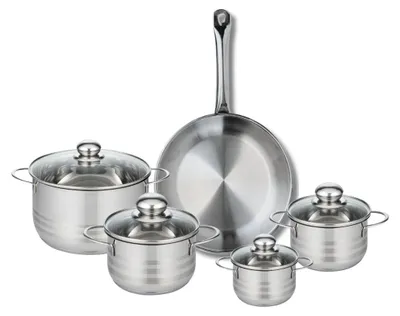 Image de Ensemble de 1 Poêle de cuisson 28 cm et 4 faitouts 12, 14, 16 et 20 cm Elo Profi Brillant