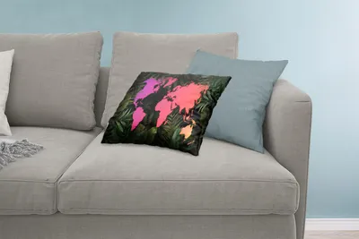 Produktbild von MuchoWow® Zierkissen Sofakissen Wohnzimmer Dekokissen 60x40 cm Weltkarte - Farben - Pflanzen - Kopfkissen - Polster mit Foto