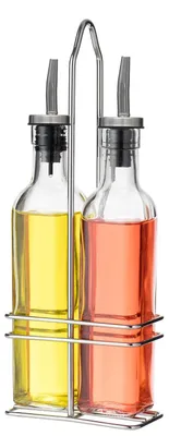 Essigspenderset 2-teilig, 250 ml, Glas mit Edelstahlständer, 6,5x12x30 cm
