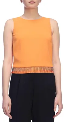 Produktbild von Damenbluse Emporio Armani Orange Pailletten Fransen Ärmellos Rundhalsausschnitt S