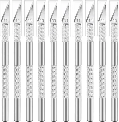 Image de Set de couteaux de loisirs sans rouille, 10 pièces, pour les arts créatifs et le bricolage, en acier inoxydable, pour la sculpture de citrouilles
