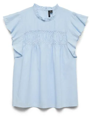Productafbeelding van Vero Moda VMTRINE top, 10301205, maat S, bovenkleding, volwassenen, dames, blauw, maat S, ronde hals