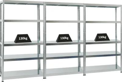 Produktbild von Mega Deal | 3x Schwerlastregal Steel Eagle | HxBxT 180x100x40 cm | Fachlast 130kg | Verzinkt